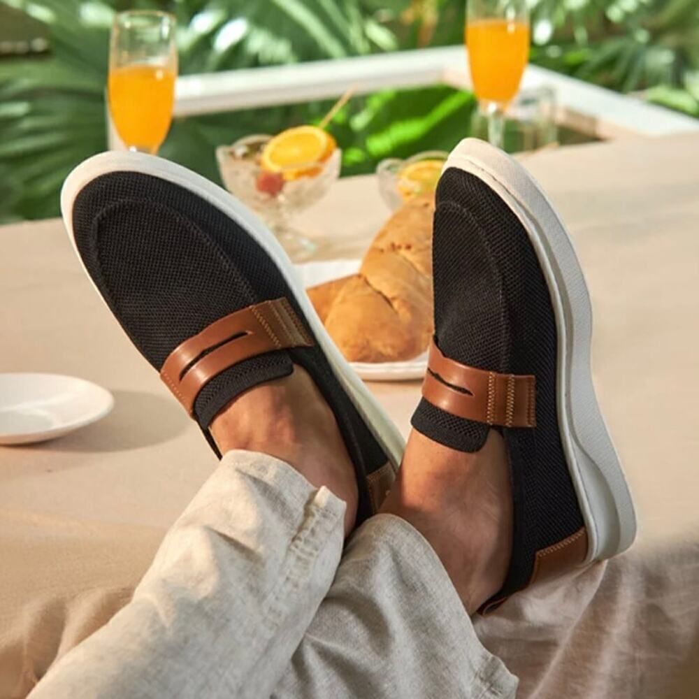 Ballestri Bzero Men's Casual Penny Loafers Slip-On Black Shoes Size 44 NWOT